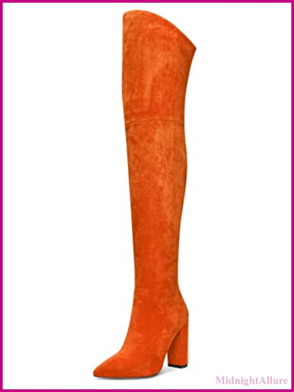 Women's Over The Knee Chunky Block High Heel Pointed Toe Zip Boots 4 Inch